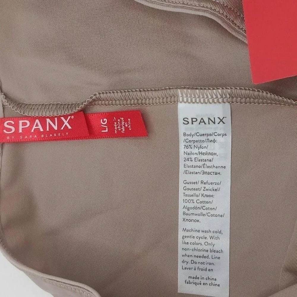 Spanx‎ Shaper Shorts Womens Large Beige Hi Waist Shapewear Control Sandcastle